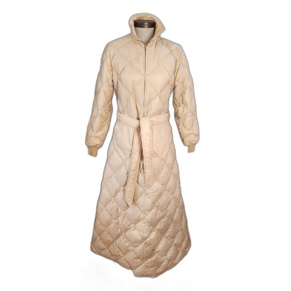 Vintage Eddie Bauer Beige Quilted Down Filled Duster Robe Size S - Picture 13 of 13